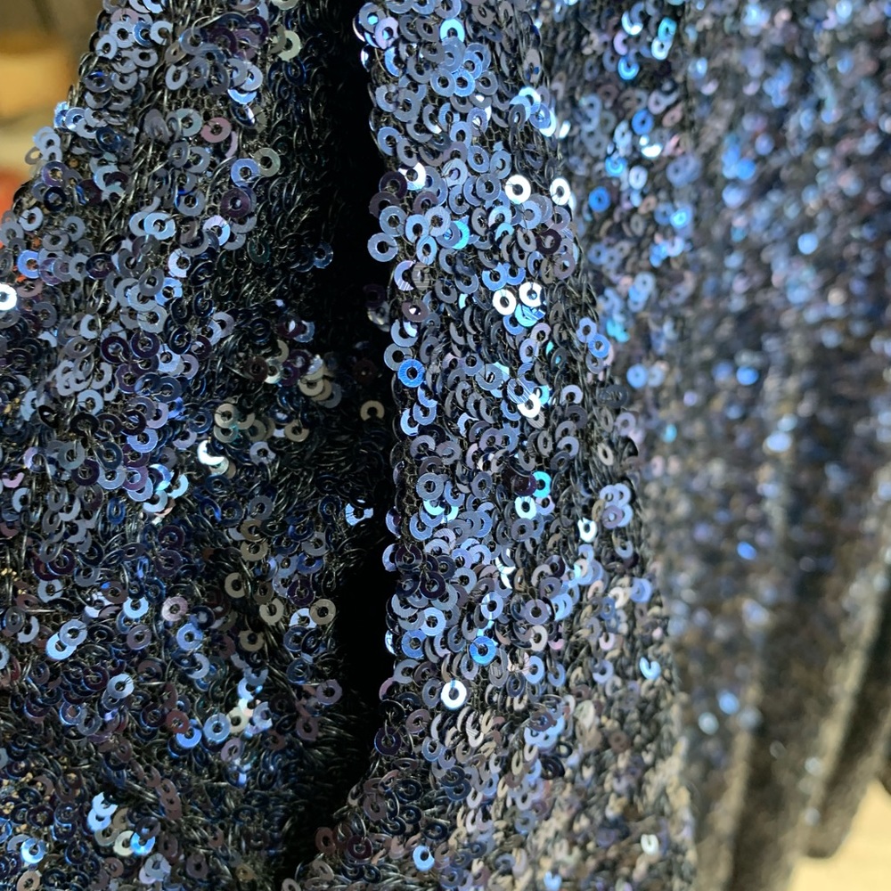 BADGLEY MISCHKA NAVY BLUE SEQUIN COCKTAIL DRESS - Picture 4 of 4